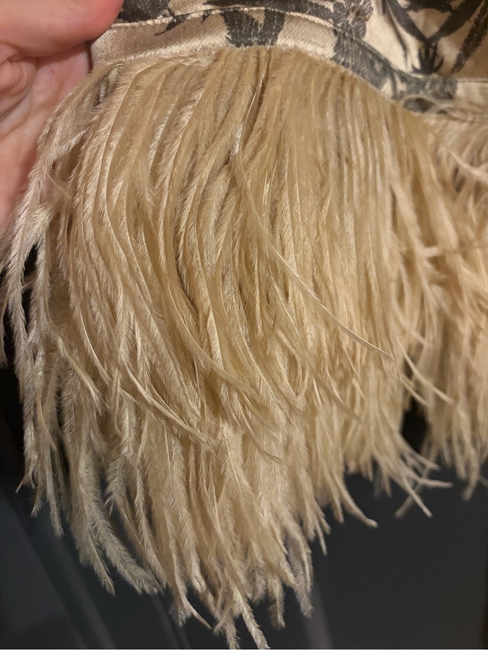 Palm-Print Feather-Trim Robe - Picture 5 of 5